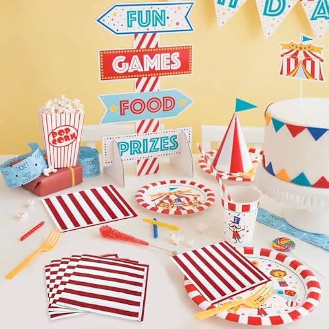 100 PCS RED AND WHITE STRIPED NAPKINS, CARNIVAL CIRCUS PARTY NAPKINS CARNIVAL PAPER NAPKIN FOR CARNIVAL CIRCUS PARTY, KIDS BIRTHDAY, BABY SHOWER - Image 5